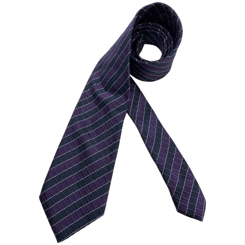 CANALI Navy/Purple Striped Silk LUXURY Tie ITALY